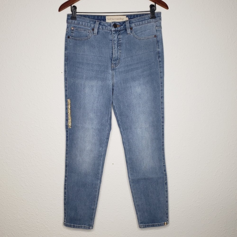 Soft Surroundings The Ultimate Skinny Embellished Cropped Pants Size 8 Casual - Picture 2 of 16